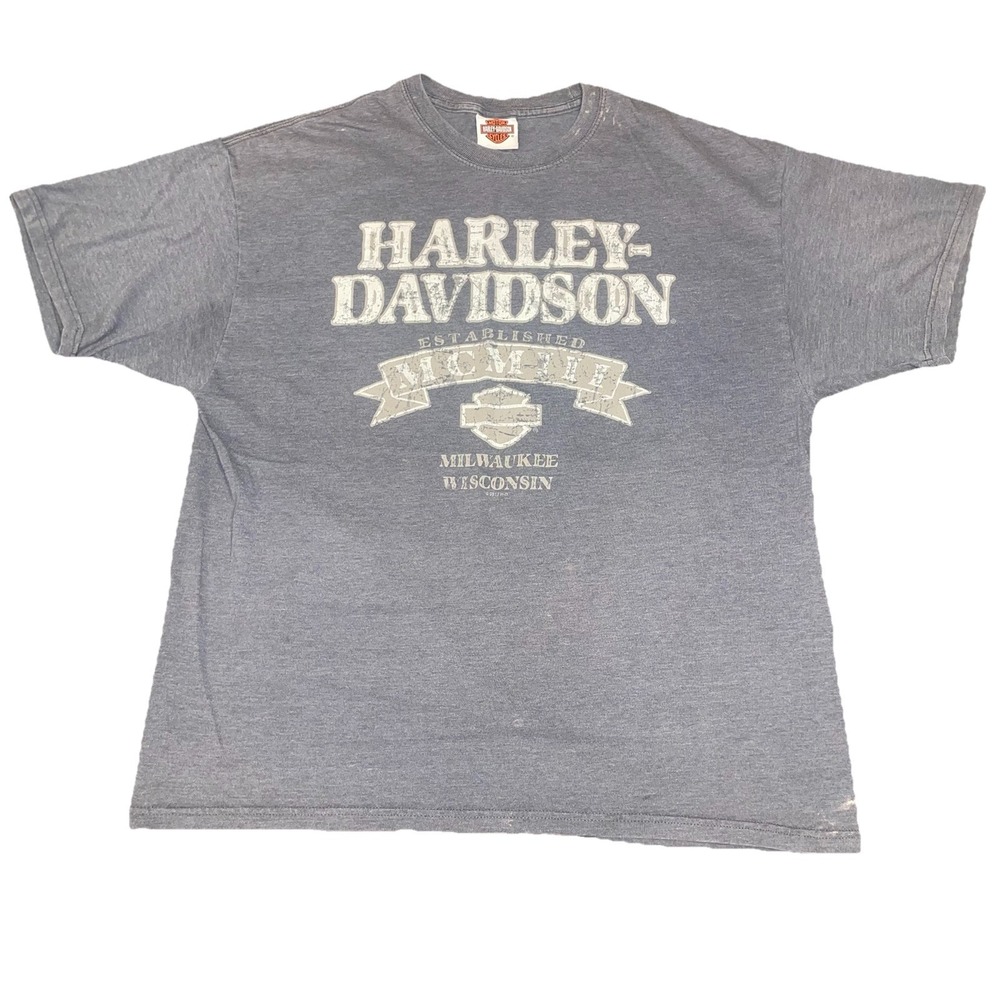 Harley Davidson Black Diamond Graphic Print Grey T-Shirt Mens Size XL